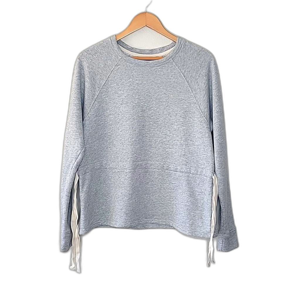 ATHLETA Gray Long Sleeve Crew Neck Sweatshirt size M Draw Waist Pullover Active